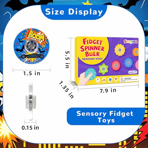 52 Pack Bat Party Favors Fidget Spinner for Kids Birthday, Hero Theme Fidget Spinner Bulk for Classroom Rewards, Goodie Bag Stuffers, Black Stylish Mascot Party Supplies - color: Tl-sa-3-black