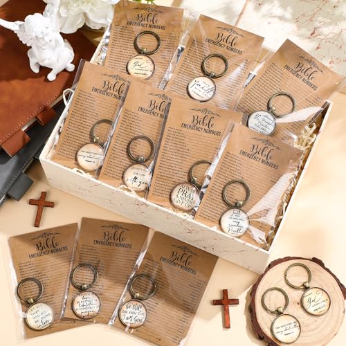 Tondiamo 20 Set Christian Keychains Gifts Bible Verse Inspirational Cards