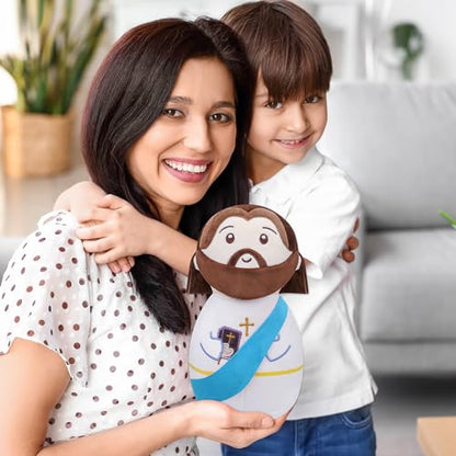 Christian Jesus Stuffed Bible Plush - Classic Religious Savior My Friend Jesus Plush Doll Toys with Smile Religious, Party Favors Gift for Kids Baptism Prayer Gift10 Inch - style: Bible jesus Blue