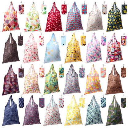 Paterr 24 Pcs Reusable Grocery Shopping Bags Foldable Bulk - style: Cute Style