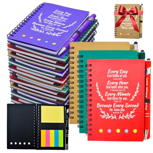Tarevaniwa 400 Pcs Bulk Christian Gifts Prayer Journal for Woman - 200 Set Religious Notepad with Christian Pen - Bible Notebook - Church Gifts for Inspirational, Devotions (Colorful) - color: A-Colorful, size: 200