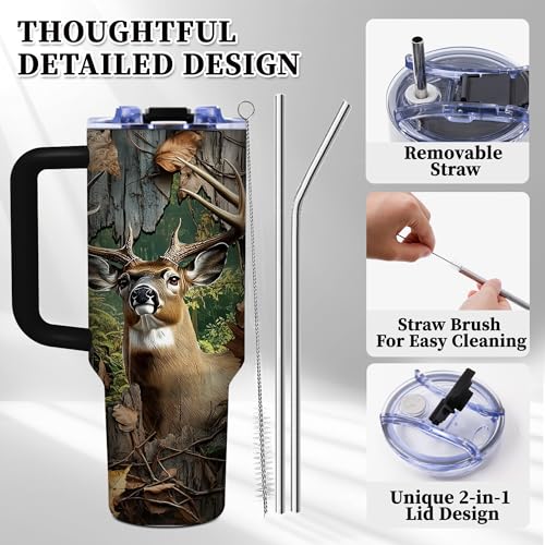 Hunter Gifts for Men Dad, 40oz Tumbler with Handle - color: Hunting