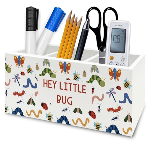 Bug Insect Kids Classroom Pen Pencil Holder Organizer for Desk, Hey Little Bug Wooden Box Signs Decorations for Kids Boys Girls Room Bedroom Playroom Desk Tabletop, Insect Gifts - color: Color36