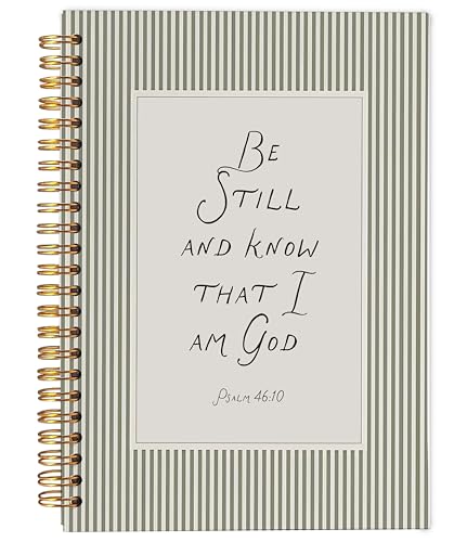 Green Striped Christian Notebook Journal, Psalm 46:10 Bible Notebook for Note Taking, Be Still and Know That I Am God Religious Scripture Spiral Journal 5.5x8.3 Inch - color: 32-Christian-notebook