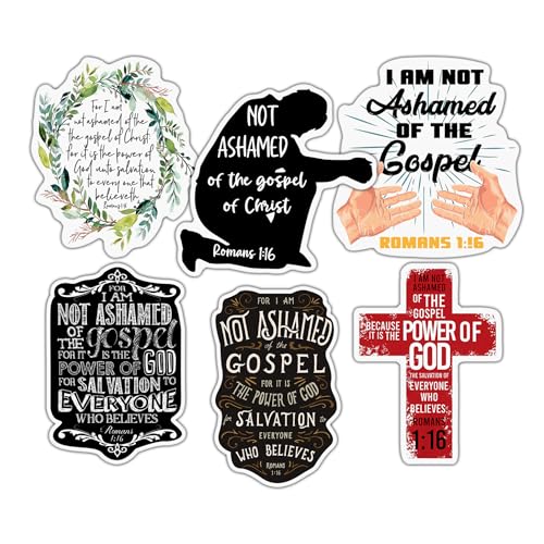 (6 PCS) Romans 1 16 I Am Not Ashamed of The Gospel Christian, Bible Verse Sticker Waterproof Vinyl Decal Size 3"