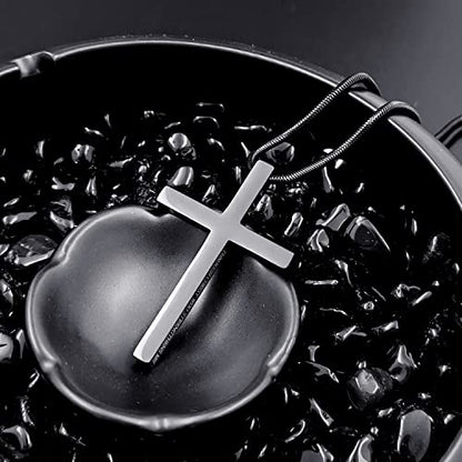 Cross Necklace for Men Christmas Gift Cross Pendant Strength Bible Verse Stainless Steel Necklaces - style: WHERE GOD GUIDES HE PROVIDES