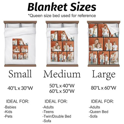 inkArts Custom Blankets with Photos for Family, Personalized Picture Blanket, Customized Blankets with Picture as Gifts for Chrimstas Birthday Mothers Day Fathers Day - color: 8 Photo-2