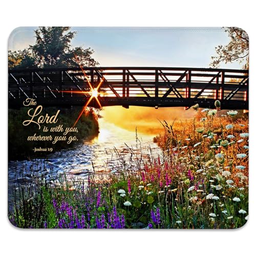 The Lord is with You Wherever You Go Mouse Pad, Christian Quote Desk Mat - color: Motivational Quote