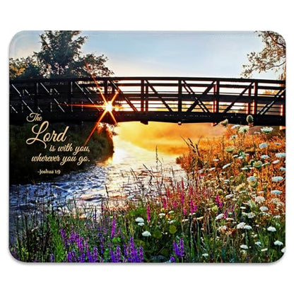 The Lord is with You Wherever You Go Mouse Pad, Christian Quote Desk Mat - color: Motivational Quote