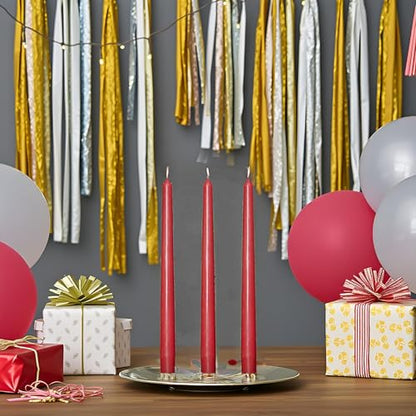 24 Pack Red Taper Candles丨Taper Candles 10 Inch Dripless丨Unscented & Smokeless Candlesticks Bulk丨7-8 Hours Long Burning Tall Candles丨Ideal for Christmas Weddings Parties Dinner - color: Red, size: 24 Pack Taper Candle