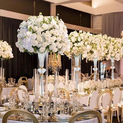 VIJIV Clear Acrylic Crystal Trumpet Vase, Tall Wedding Flower Centerpiece - size: Tall-23.6IN