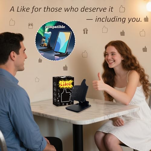 Father's Day Foldable Cell Phone Stand Non-Slip,Thumbs Up Adjustable Phone Holder with Silicone，Portable Phone Stand for Desktop Compatible with All Mobile Phones (Black) - color: black 1p