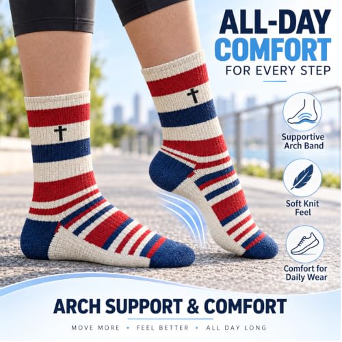 3 Pairs Mens Soccer Running Socks Gifts for Christian,Athletic Cross Socks