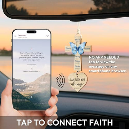 Christian Gifts for Men, Daily Bible Verse Cross for Car Mirror Hanging - color: God Says You Are