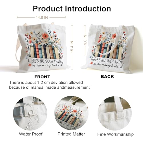 Book Canvas Bag, Read Tote Bag, Inspirational Canvas Bag. - color: White Read Inspirational-06