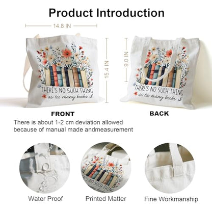 Book Canvas Bag, Read Tote Bag, Inspirational Canvas Bag. - color: White Read Inspirational-06