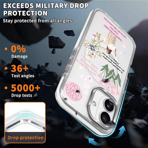 for iPhone 17 Case [Compatible with Magsafe],Girls Women Clear Magnetic Case Silicone Shockproof Protective Cover with Pattern Bible Jesus Flowers - color: Bible Jesus Flowers, size: iPhone 17