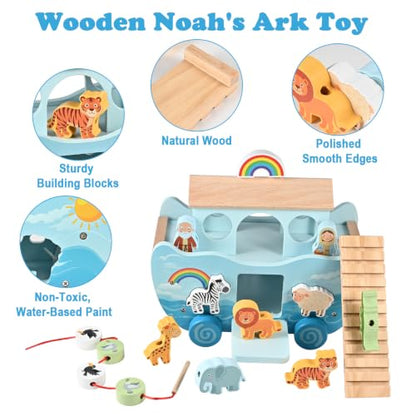 Wooden Noah's Ark Toy, Baptism for Boys and Girl