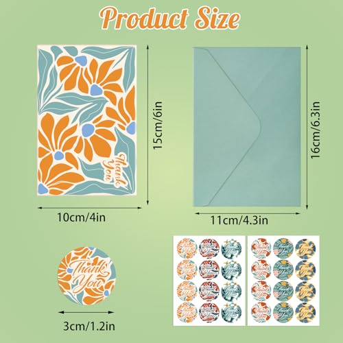 24 Pack Thank You Cards with Envelopes, 4x6 Inch Thank You Card Bulk - style: Abstract Floral Thank You Card