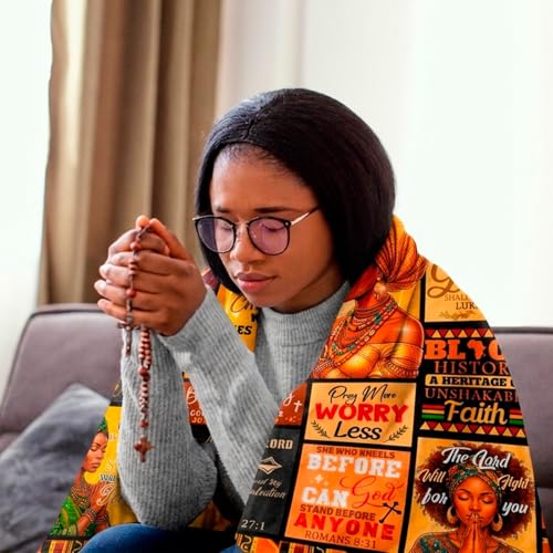 Christian Gifts for Women, African American Christian Blanket 60"x50" - color: Christian Gifts, size: 60"x50"