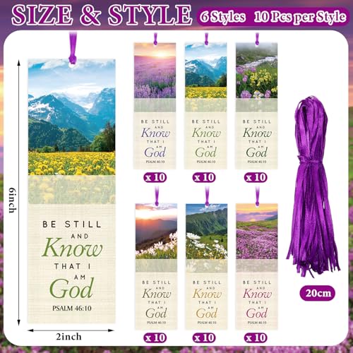 Dispowreath 60 Pcs Be Still and Know that I Am God Bookmarks Religious Psalm 46: 10 Bookmarks Church Exchange Gifts for Sunday School Vbs Church Prizes Party Favors - style: Be Still and Know Psalm 46: 10