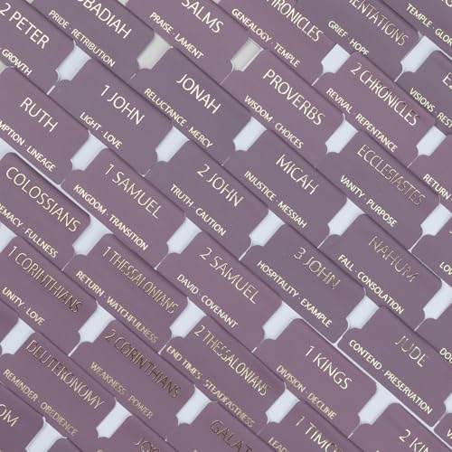 UPAFEXXI-Bible Tabs with Book Summaries, 3D Gold Foil Embossed Lettering - color: Purple