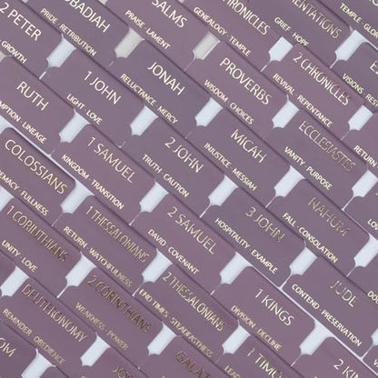 UPAFEXXI-Bible Tabs with Book Summaries, 3D Gold Foil Embossed Lettering - color: Purple