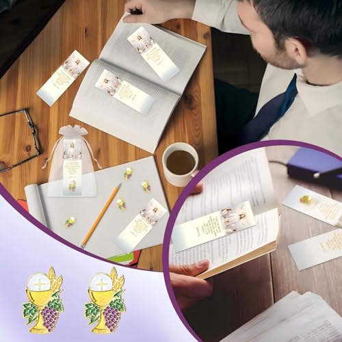Supervitae 12 Sets First Communion Pin Bulk John 6:33 Christian Bookmarks - style: First Communion