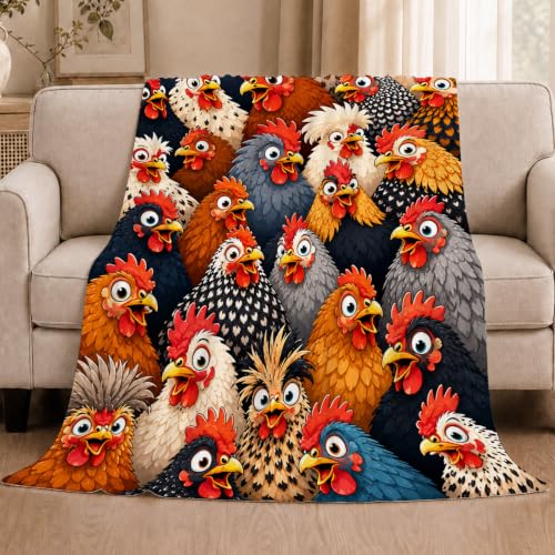 Funny Chicken Throw Blanket Colorful Cartoon Farm Hen Stuff Gifts 50''X60'' - color: Chicken, size: 50''x60''
