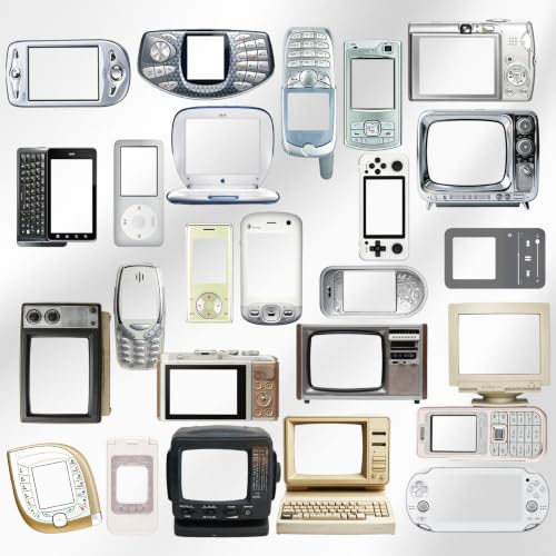 100 Pcs Y2K Retro Tech Stickers with DIY Blank Screens - Vintage Electronics Decals for Scrapbooking, Bullet Journaling, Laptops & Phone Cases - color: Video Game Console Frame