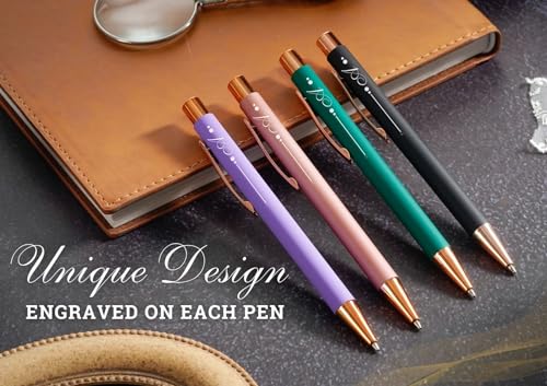 InnoBeta Monogrammed Gifts Ballpoint Pen Set of 4, Initial Letter Gifts for Housewarming, Birthday, Thanksgiving, Christmas - S - color: Initial - S