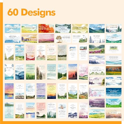 Gethelud 200 PCS Bible Verse Cards, 60 Delicate Designs Mini Prayer Cards Water-color Style Motivational Inspirational Quote Cards for Religious Christian Women Woman - style: Watercolor Style -200pcs