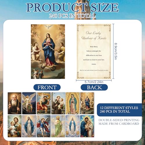 240 Pcs Catholic Holy Prayer Cards Gifts Religious Saints Tracts - style: Catholic