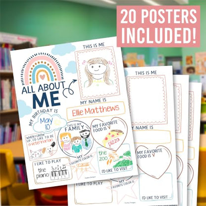 20 All About Me Posters Elementary Classroom Decor, Star Student Poster - color: Boho
