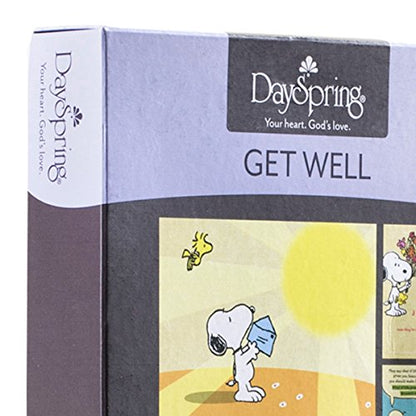 DaySpring - Peanuts - Get Well - 4 Design Assortment with Scripture - 12 Get Well Boxed Cards & Envelopes