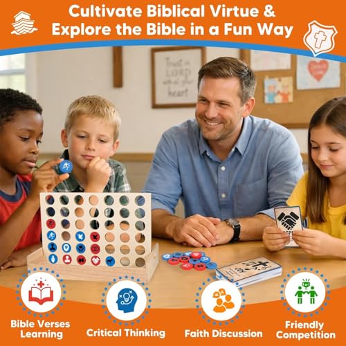 Garybank Bible Virtue 4 in A Row Game for Kids, Learn Bible Stories