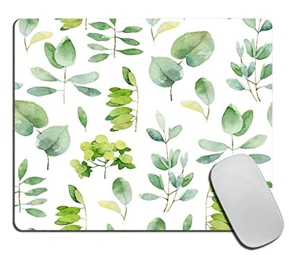 Watercolor Herbal Leaves Mouse Pad, Eucalyptus Green Leaf Natural Plant Foliage Botanical Customized Non-Slip Rubber Base Mousepads, Computer Mouse Pads for Wireless Mouse 9.5×7.9×0.12 inches - color: TSP236