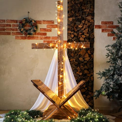 Lineshading Extra Large Christmas Wood Cross Standing Cross, 71 Inch - size: 70.9"L x 34.7"W