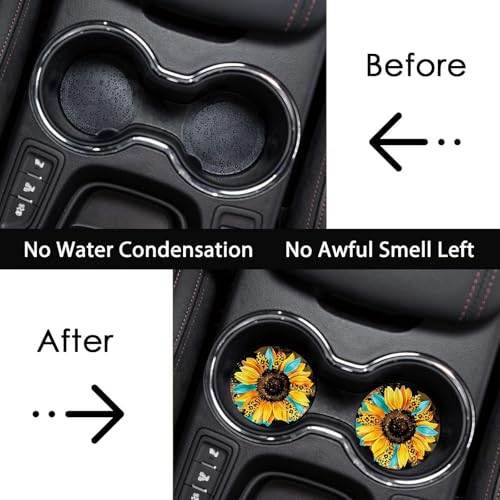 2 PCS Sunflower Leopard Car Cup Holder Coasters Universal Neoprene Coasters - color: Leopard Sunflower