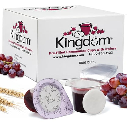Kingdom Easy Open Prefilled Communion Cup with Wafers(1000ct) Sealed in a Single-Serving Container with Upto 1-Year Shelf Life, Perfect for Holy Eucharist Celebration in Hospitals, Summer Camps - size: 1000 Count (Red Juice)