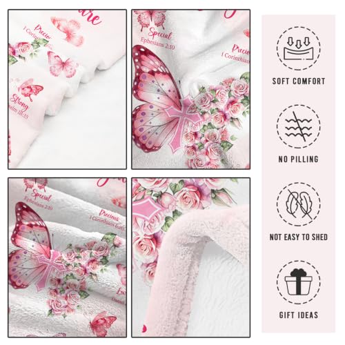 Christian Gifts for Women Faith God Says I Am Butterfly Blanket 50"x60" - color: God Says - Butterfly 02, size: 50"x60"