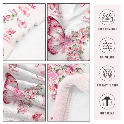 Christian Gifts for Women Faith God Says I Am Butterfly Blanket 50"x60" - color: God Says - Butterfly 02, size: 50"x60"
