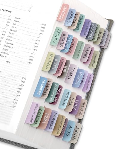 Taja Bible Tabs, 75 Large Print Index Tabs for Women & Men - color: F-macaron