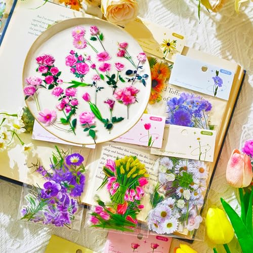 DothRayan Flower Stickers for Kids Teens Girls Adult, 200Pcs Waterproof Flower Stickers for Water Bottle Laptop - color: Flower B