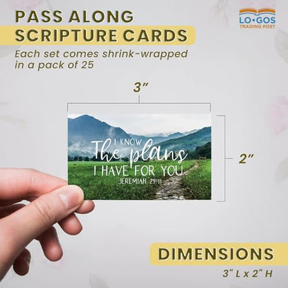 Pass It On Scripture Cards, Mountain Path, The Plans I Have Jeremiah 29:11, Pack of 25 — Inspirational Bible Verse Wallet Cards, Devotional, Bible Study - Small Christian Greetings for Encouragement - color: Mountain Path