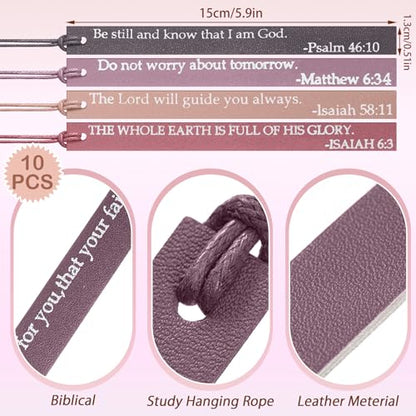 Skyygemm 10 Pcs Christian Bookmarks Christmas Gift for Women, Pink Purple - color: Pink Purple