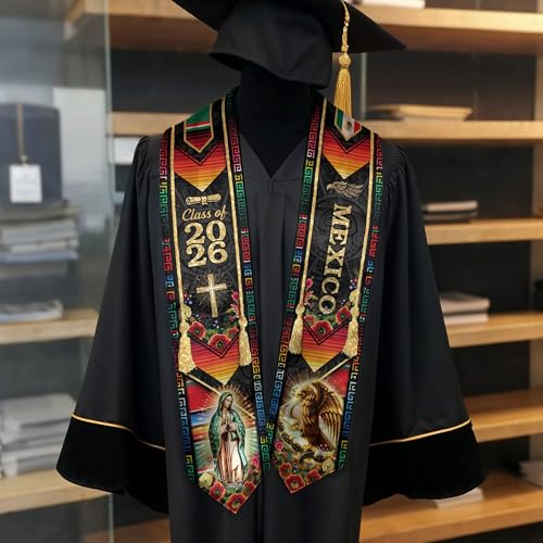 Mexico Graduation Sash, Cross Graduate Stole, Class Of 2026, Mexican Stole - color: Ds 05