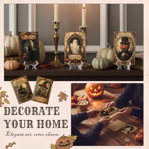 Eaasty 100 Pcs Cards with Stickers, Envelopes, Vintage Halloween Style - style: Vintage Halloween Style