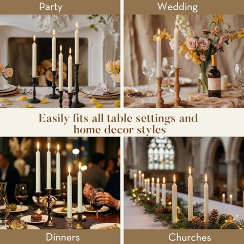 Ashlux 12 Pack Taper Candles, 10 Inch Unscented Palm Candlesticks Dripless - color: Ivory