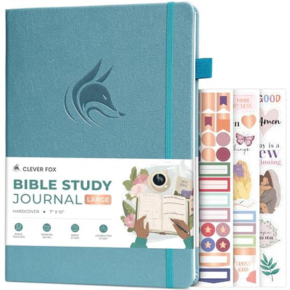 Clever Fox Bible Study Journal, Guide, Supplies for Women 7x10 Aquamarine - color: Aquamarine, size: Smaller than A4 (7" x 10")